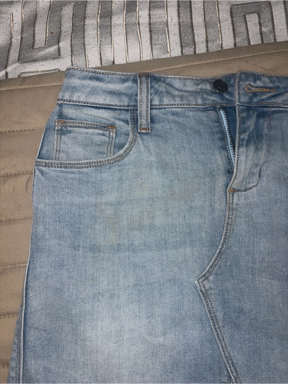 Cello Light Blue Frayed Hem Denim Skirt - Picture 5 of 6